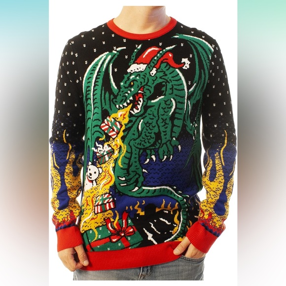 Ugly Christmas Dragon Sweater Size 3 XL - Picture 2 of 8